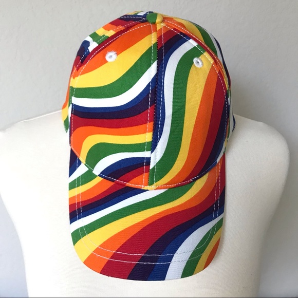 Michael Kors Rainbow Wave Pride Cotton Baseball Cap LGBTQ One Size - Picture 6 of 13